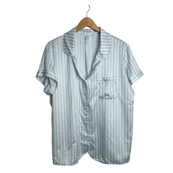 Stars Above Satin Pajama Set Notch Collar Short Sleeve Top Shorts Eye Mask XXL - Picture 6 of 11